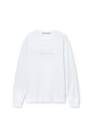 Alexander Wang white t-shirt à manches longues unisexe en jersey de coton avec logo effet usé