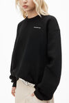alexander wang crewneck pullover in dense fleece  black