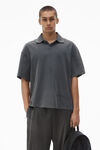 Alexander Wang vintage grey 棉质平纹针织布男士短袖 polo t 恤