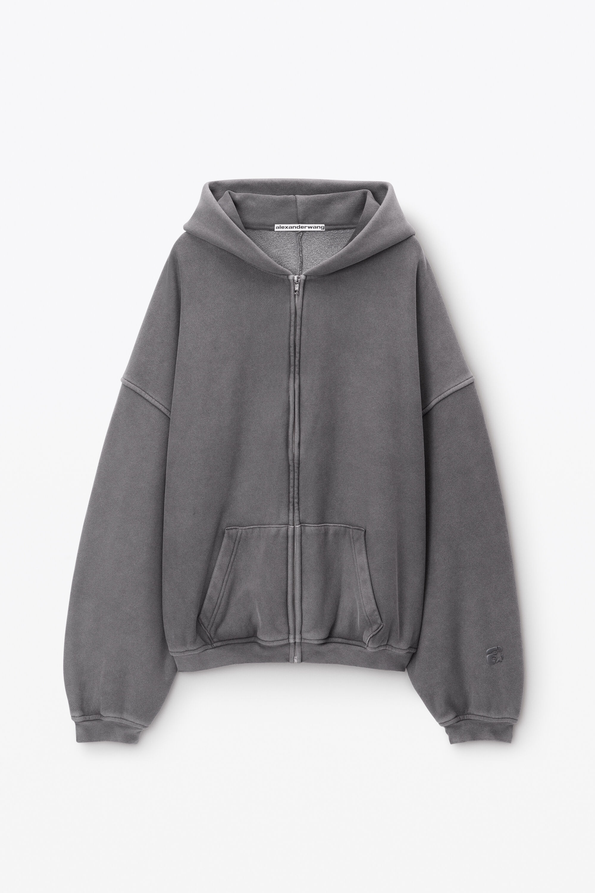 トップス aclent Oversized logo zip hoodie Black Oversized Zip Up Hoodie with Abstract Print - Grunge