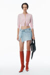 Alexander Wang light pink logo cropped cardigan in superfine merino