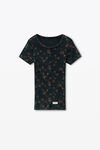 Alexander Wang washed black multi 花卉图案低圆领 t 恤