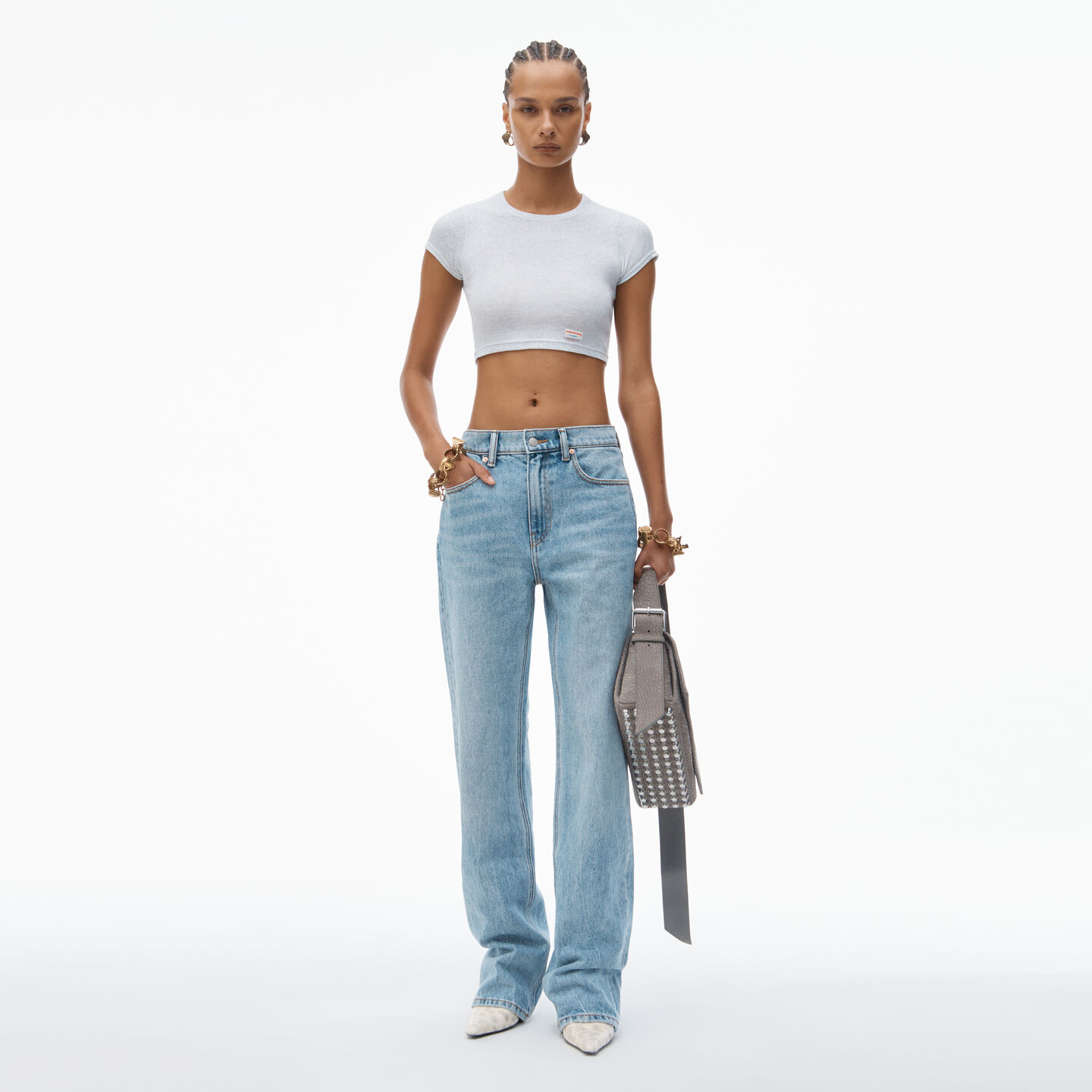 Shop Alexander Wang Ez Mid-rise Straight-leg Jean In Denim In Vintage Faded Indigo