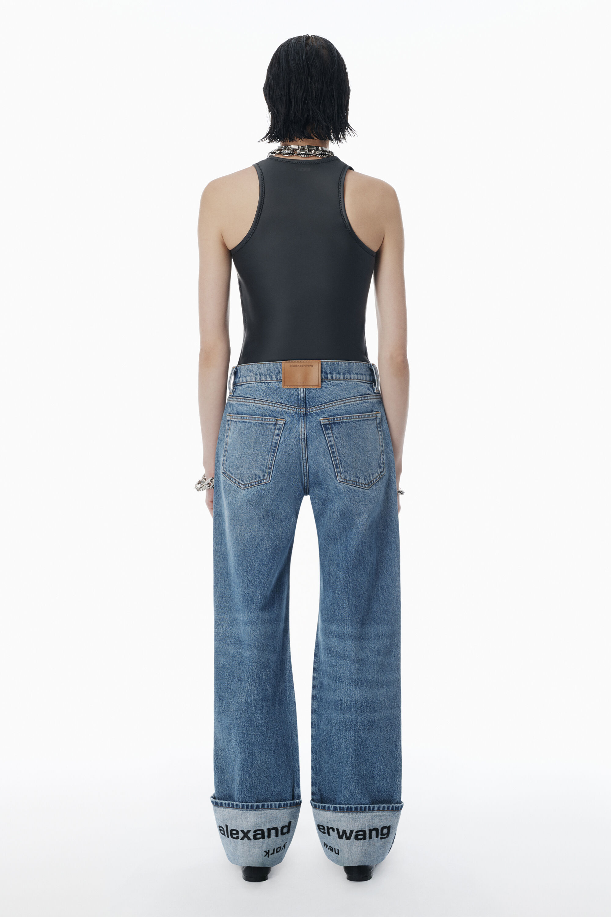 alexander wang 亚历山大王靛蓝色徽标刺绣中腰牛仔裤VINTAGE