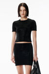 Alexander Wang black black wool-blend hotfix logo tee