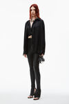 alexander wang double layered top in silk  black