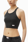 Alexander Wang washed black cropped racer tank in ribbed cotton