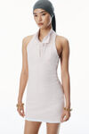 Alexander Wang barely pink/white layered polo halter minidress