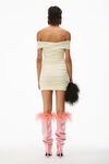alexander wang off-shoulder mini dress in faux suede tender yellow