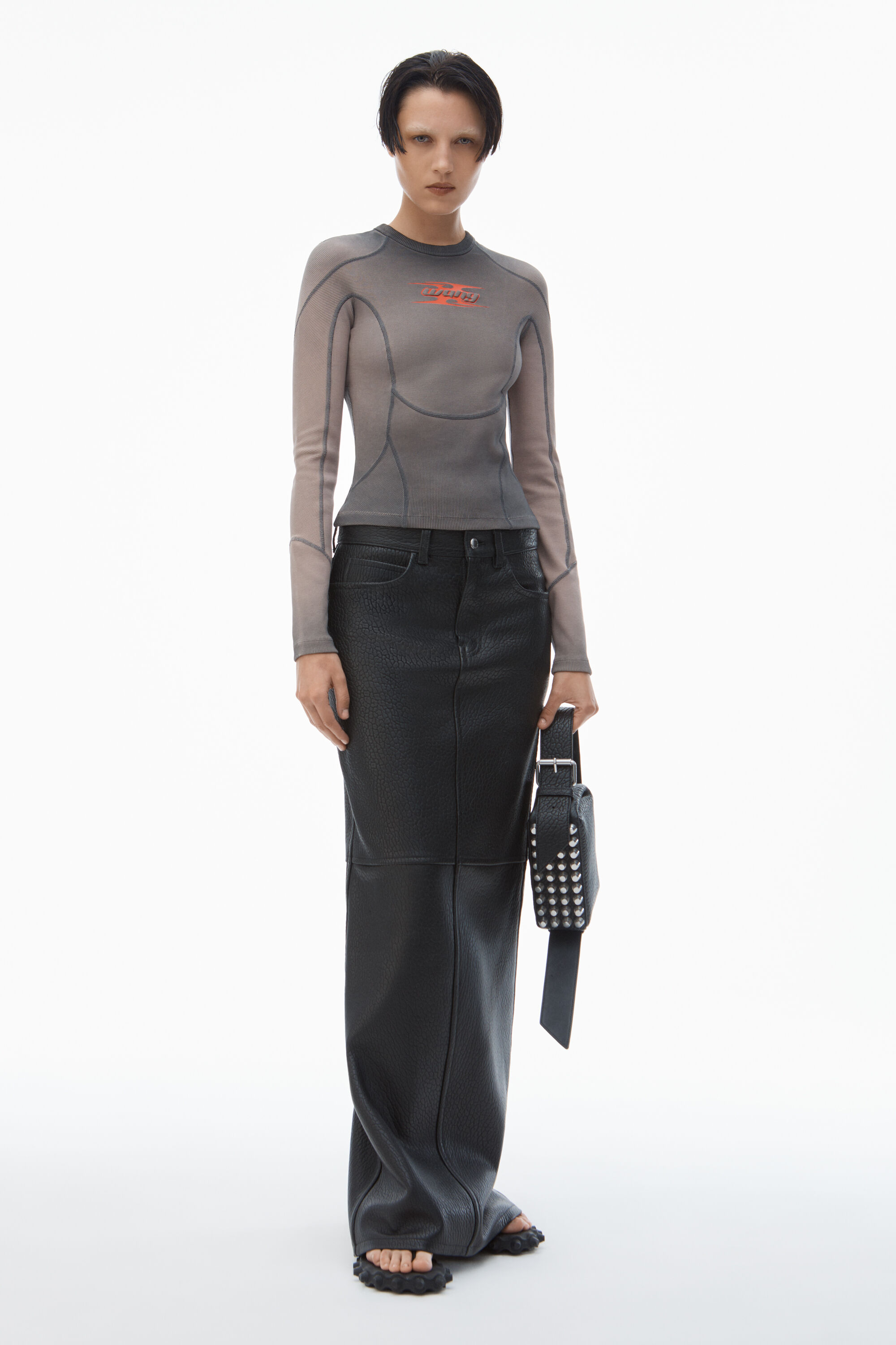 アレキサンダーワン　Alexander wangクロップドベロアトップス　XXS alexanderwang アレキサンダーワング ロゴエラスティック ロング
