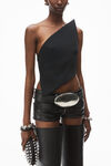 Alexander Wang black asymmetric one-shoulder top in wool
