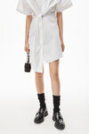 alexander wang twisted placket dress in compact cotton bright white