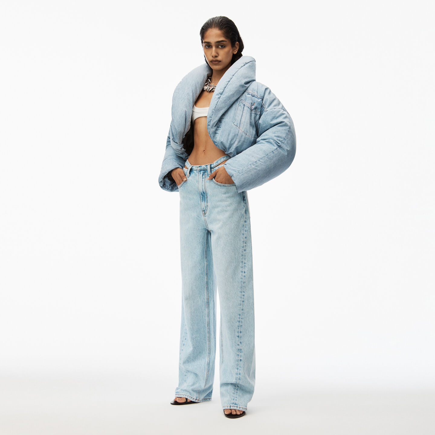 Alexander Wang Balloon Denim Jean With Detached Waistband In Blue