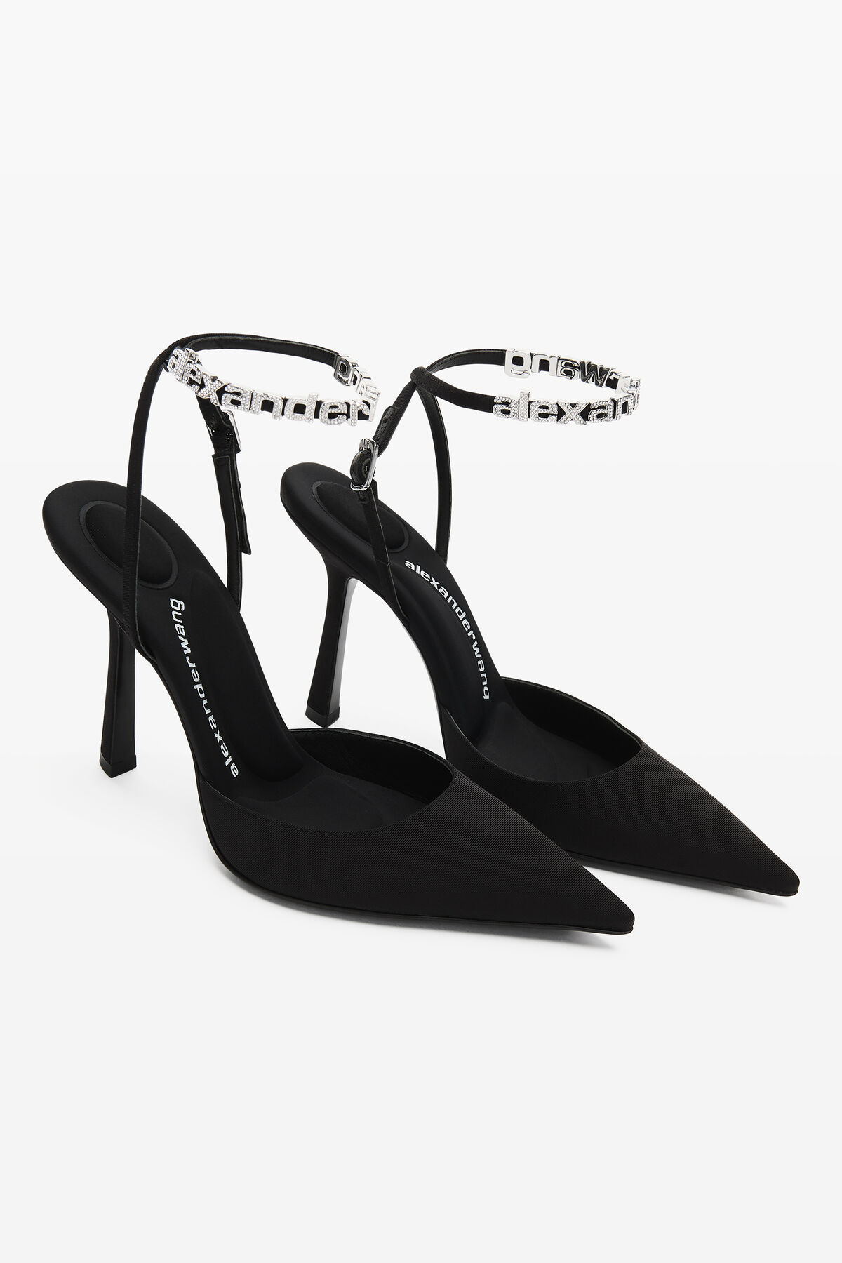 alexanderwang DELPHINE 105 LOGO STRAP PUMP IN VISCOSE BLACK - alexanderwang®  AU