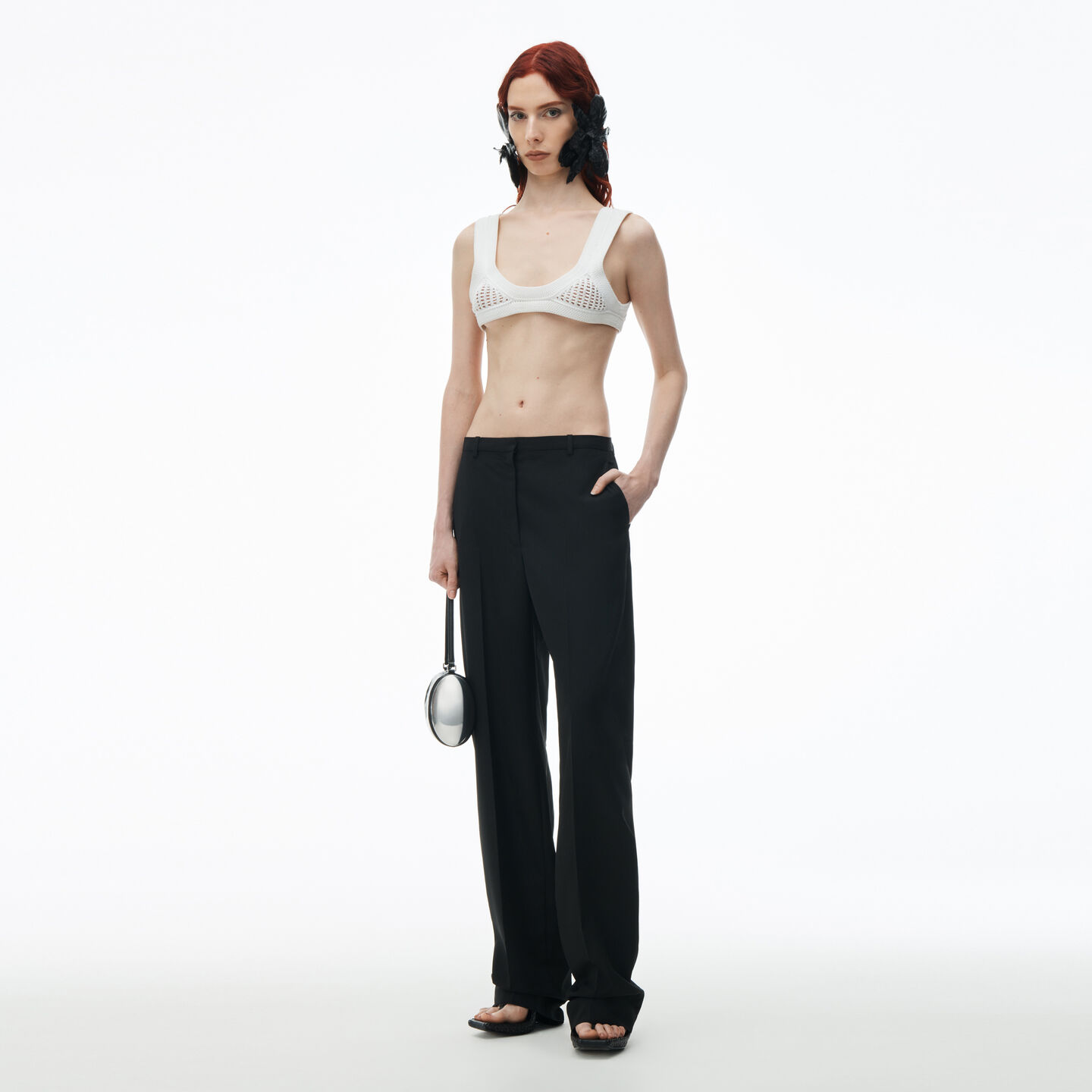Shop Alexander Wang Low Waisted Tailored Trouser In Wool Blend In Black