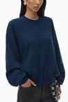 Alexander Wang navy rippstrick-pullover mit logo-prägung
