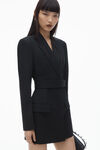 Alexander Wang black belted blazer dress in wool tailoring