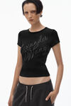 Alexander Wang black crystal hotfix tee in ribbed jersey