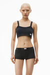Alexander Wang washed black boy-shorts aus baumwollstretch in waffelstrick