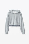 alexander wang long-sleeve hoodie in stretch corduroy heather grey