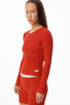 alexander wang long-sleeve tee in ribbed cotton red