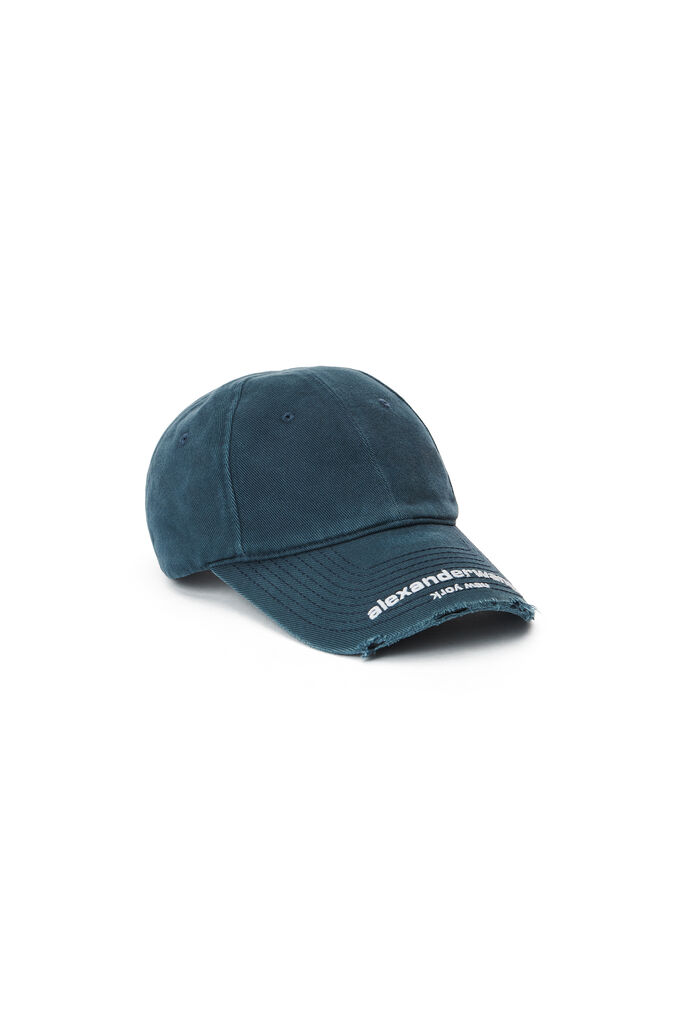 Alexander Wang Distressed Logo Baseball Cap In Washed Navy