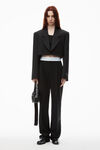 Alexander Wang black high-waist pleated pant with logo elastic