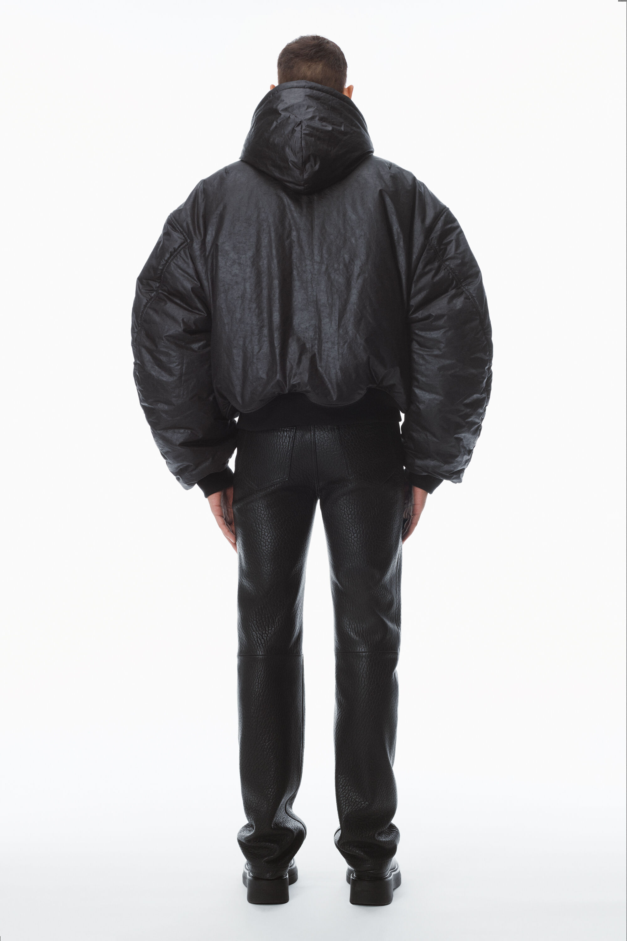 【送料&関税込】Alexander Wang Black Nylon Bomber Jacket Alexander Wang Bomber Jacket Nylon Ribbed Cuffs In Black