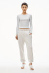 alexander wang long-sleeve tee in ribbed cotton heather grey