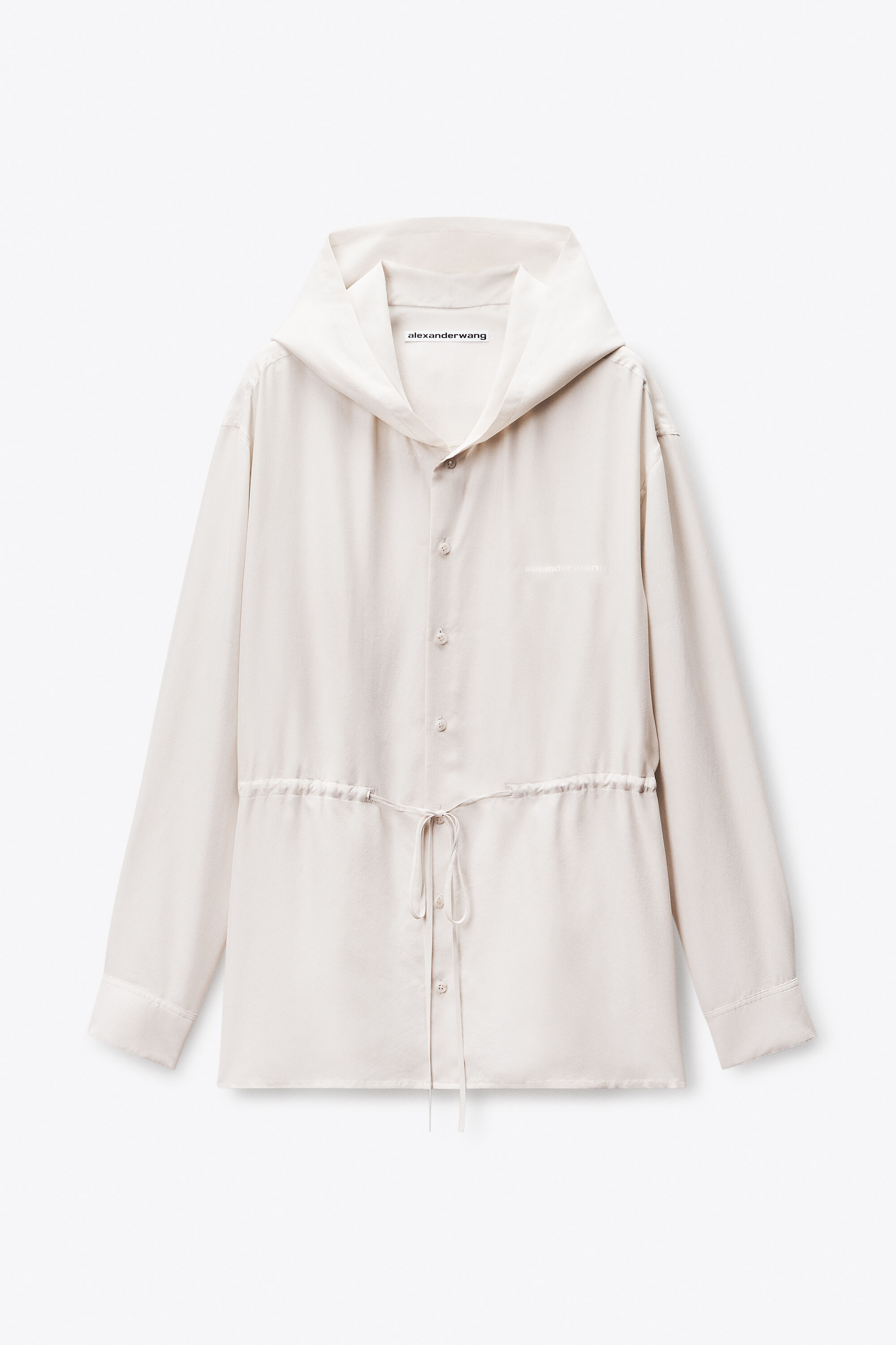 Ruched Waist Hoodie Dress in ASH WHITE | alexanderwang®