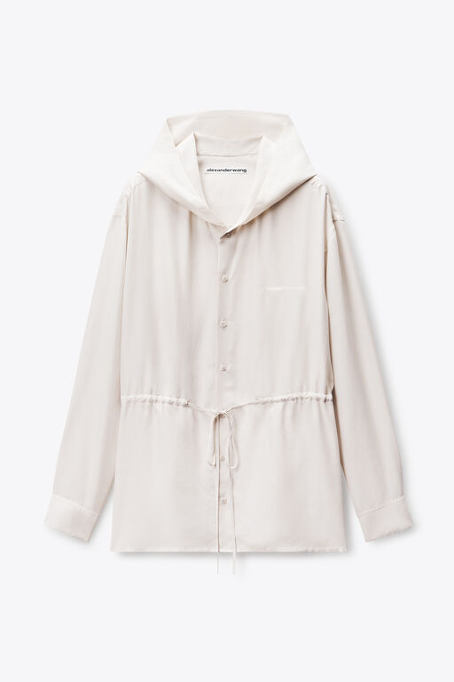 ruched hoodie dress Alexander Wang Women's Ruched Waist Hoodie Dress Ash White
