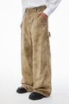 Alexander Wang weathered tan rounded carpenter jeans with weathered flocking