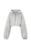 Alexander Wang washed smoke white crop zip up hoodie in classic terry
