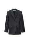Alexander Wang black/charcoal fitted blazer dress in wool