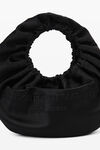 alexander wang crescent small satin handle bag w/debossed logo black