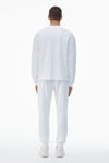 Alexander Wang white 와플 니트 크리스털 핫픽스 크루넥 긴소매 티셔츠
