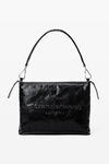 Alexander Wang black punch tech shoulder bag in crackle patent leather