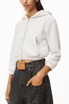 alexander wang 经典毛圈布透明烫钻连帽衫 light heather grey