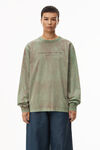 alexander wang plaster dyed long sleeve in compact jersey kelly green combo