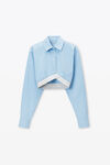 Alexander Wang oxford blue/white cropped shirt in organic cotton with logo elastic