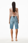 alexander wang mid rise jean shorts in denim vintage light indigo