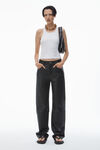 Alexander Wang black ez - mid rise relaxed straight pant in primal nappa lambskin leather