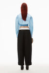 alexander wang layered smocked cami in compact cotton chambray blue