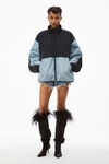 alexander wang 牛仔尼龙拼接夹克 light indigo fade