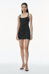 Alexander Wang washed black multi 花卉图案华夫格针织连衣裙