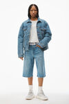 alexander wang padded trucker jacket in denim vintage medium indigo