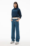 alexander wang layered loose jean in denim deep blue