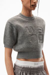 alexander wang short sleeve pullover in compact deboss medium grey melange