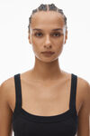 Alexander Wang black 华夫纹针织水晶烫钻吊带连衣裙