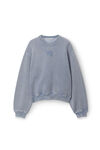 alexander wang puff logo sweatshirt in terry soft bluestone